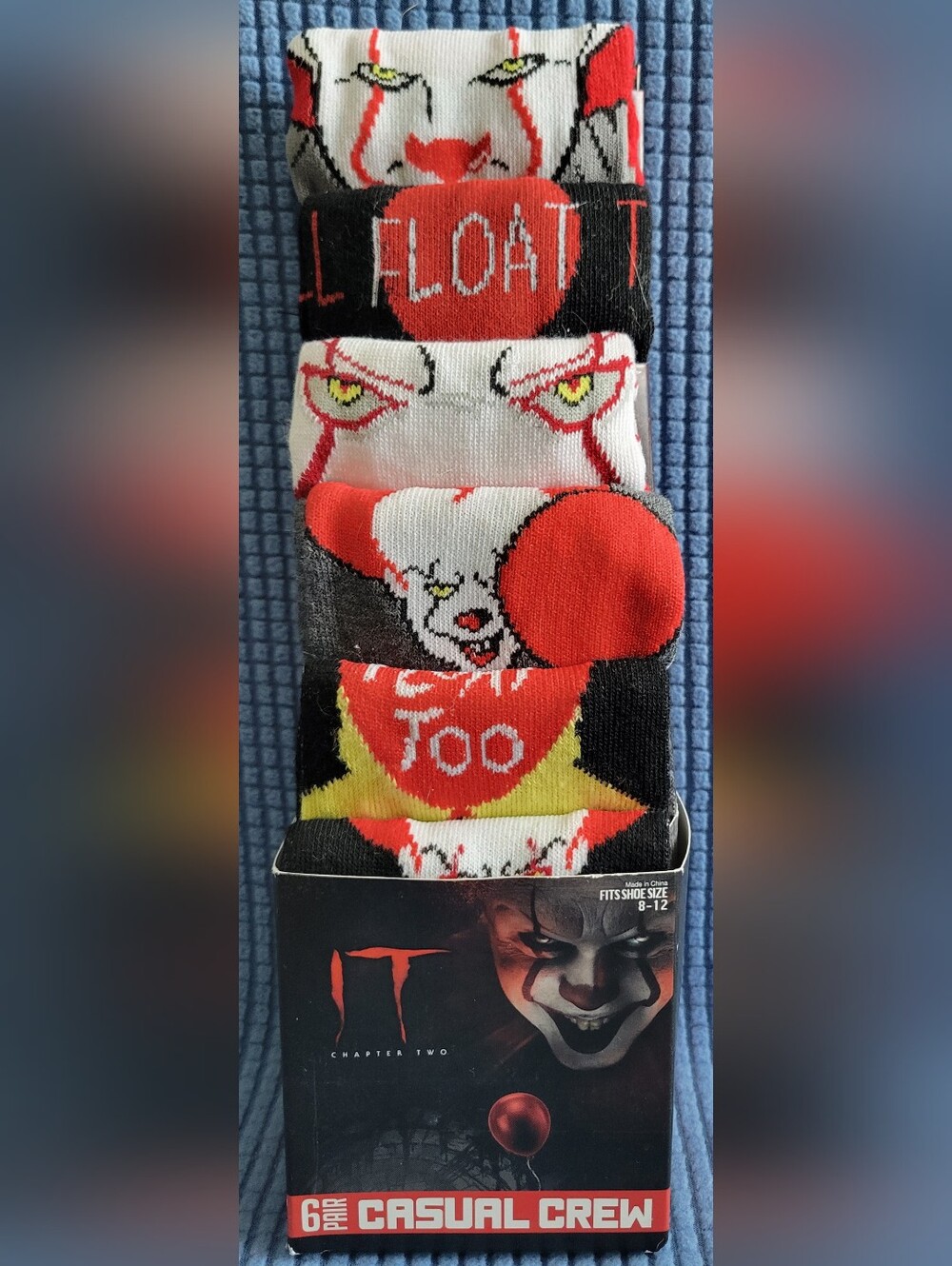 IT Pennywise Crew Socks - Red/Black (6 Pack) NWT